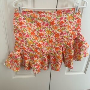 Floral ruffle skirt.